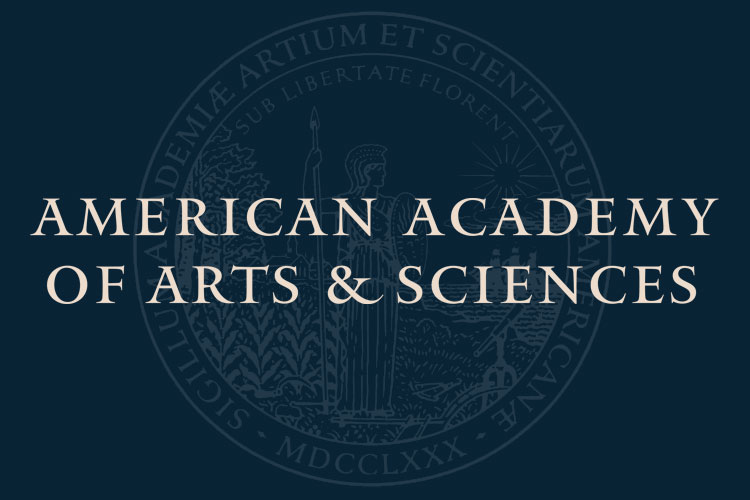 Logo of the American Academy of Sciences on dark blue background